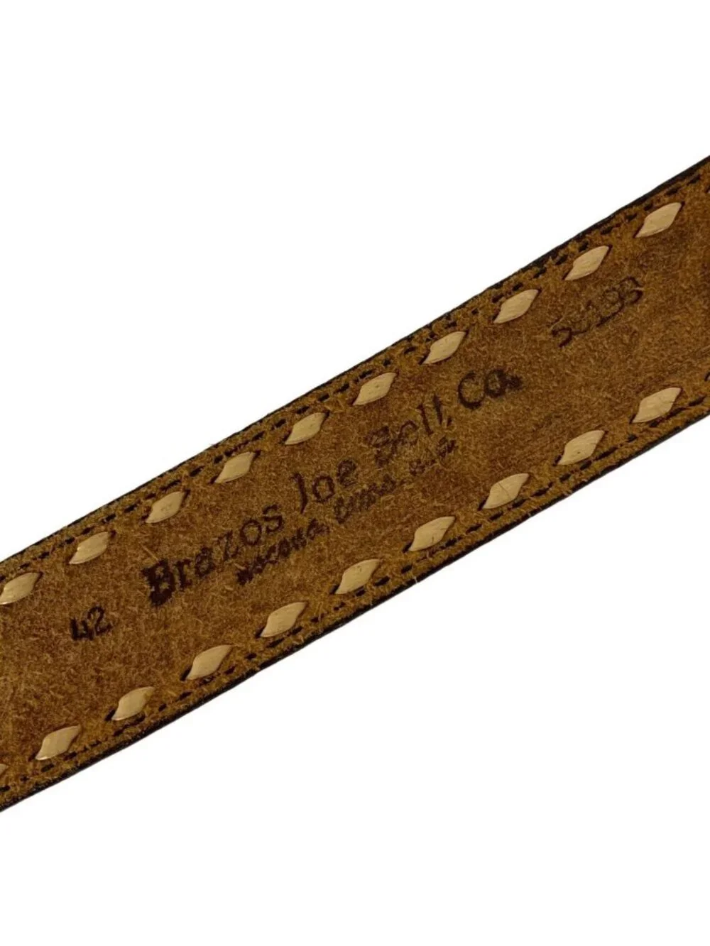 Brazos Joe Belt Co Mens Western Belt Sz 42 Brown Texas State Seal Stamped DRAKE